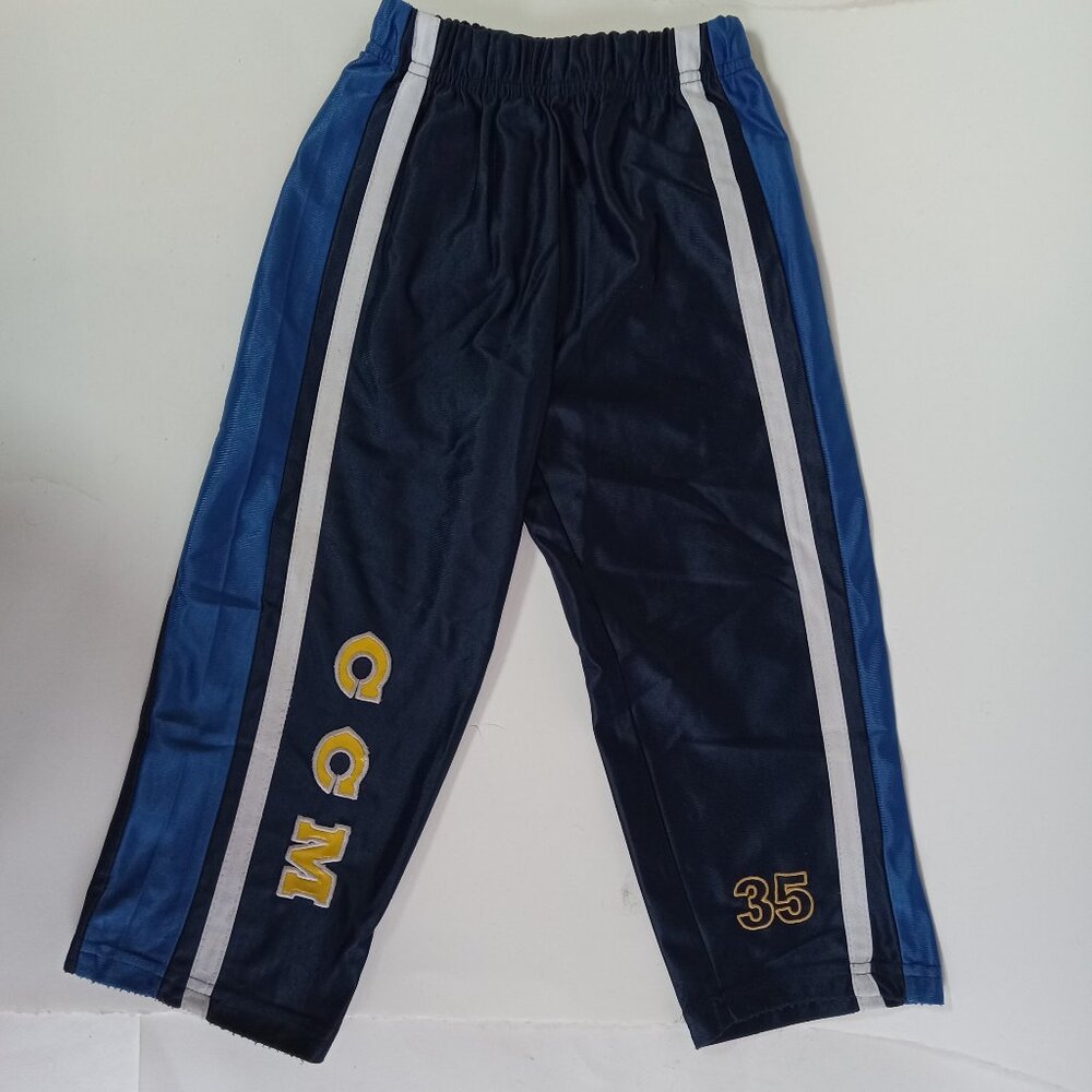 CCM Youth Boys Ice Skate Hockey Blue Athletic Track Pants #35 Sz 3